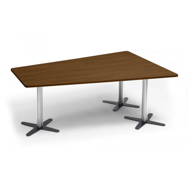 Deskin Konferenztisch DUBLIN, 73,5cm (H), 200x80/141cm (BxT), 6 Personen, Trapezform, nussbaum dunkel / chrom/anthrazit  Deskin