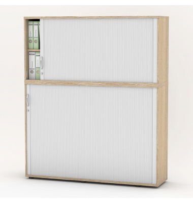 Aufsatzschrank MULTI M pro 333308, abschlie&szlig;bar, 2x2 OH, eiche hell/alusilber, 160x78x42cm (BxHxT)