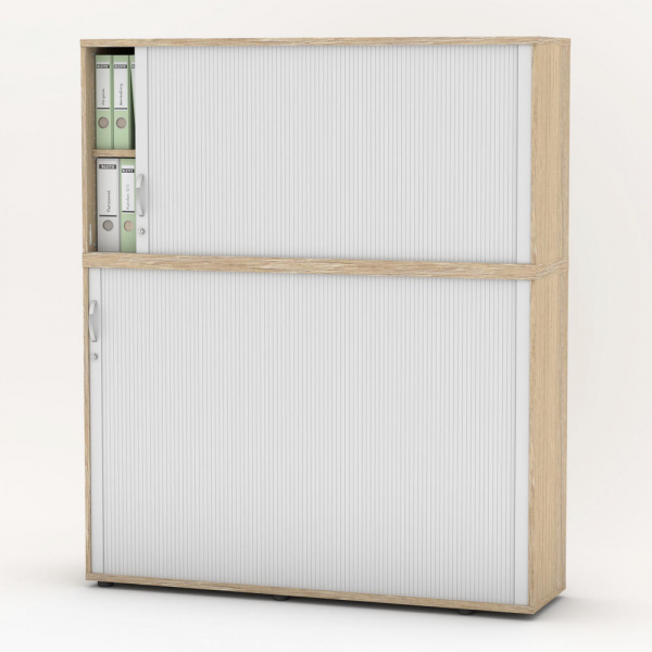 Deskin Aufsatzschrank MULTI M pro 333308, abschließbar, 2x2 OH, eiche hell/alusilber, 160x78x42cm (BxHxT)  Deskin