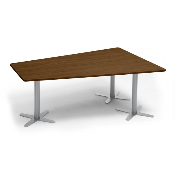 Deskin Konferenztisch DUBLIN, 73,5cm (H), 200x80/141cm (BxT), 6 Personen, Trapezform, nussbaum dunkel / silber  Deskin