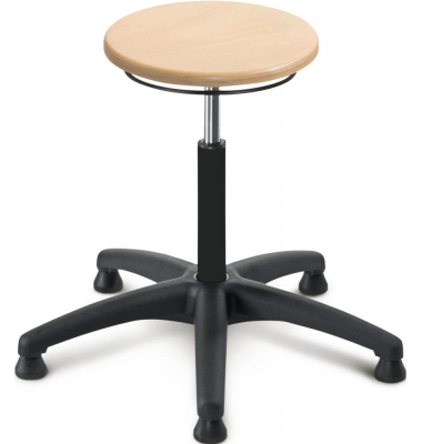 Werkstatt-Arbeitshocker, Holzsitz + Bodengleiter