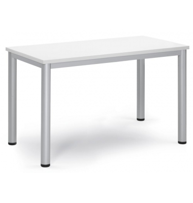 Besprechungstisch BASE-MODUL Q, 72cm (H), 120x60cm (BxT), 6 Personen, rechteckig, weiß / silber