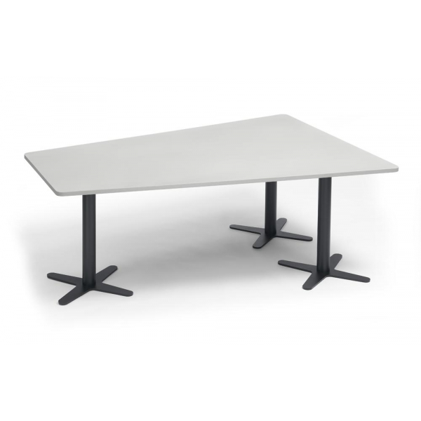 Deskin Konferenztisch DUBLIN, 73,5cm (H), 200x80/141cm (BxT), 6 Personen, Trapezform, lichtgrau / anthrazit  Deskin