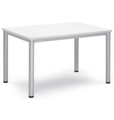 Besprechungstisch BASE-MODUL Q, 72cm (H), 120x80cm (BxT), 6 Personen, rechteckig, weiß / silber