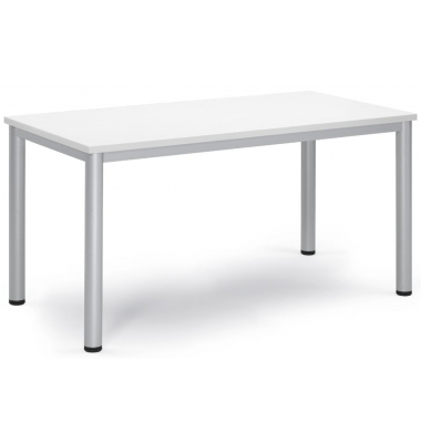 Besprechungstisch BASE-MODUL Q, 72cm (H), 140x70cm (BxT), 6 Personen, rechteckig, weiß / silber