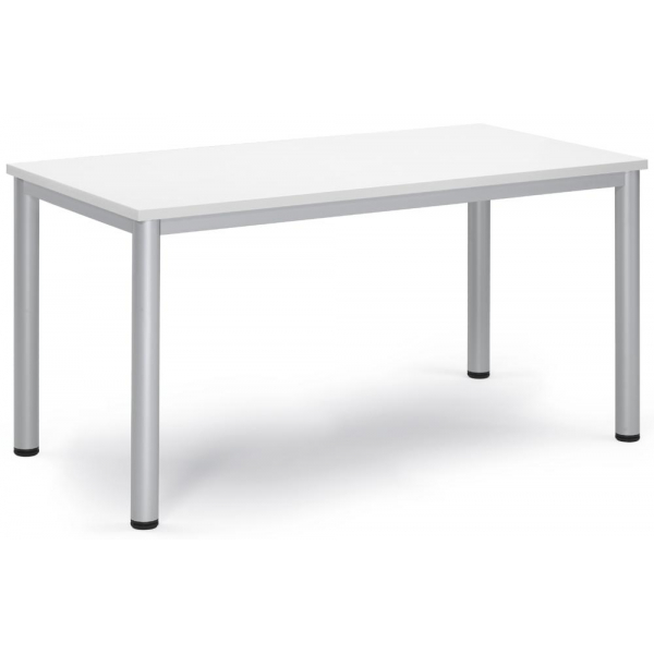 Deskin Besprechungstisch BASE-MODUL Q, 72cm (H), 140x70cm (BxT), 6 Personen, rechteckig, weiß / silber  Deskin