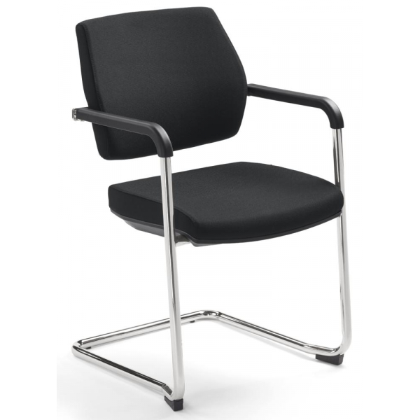 Deskin Besucherstuhl TOP SWING DELUXE 2, schwarz / chrom, mit Armlehnen, Freischwinger  Deskin