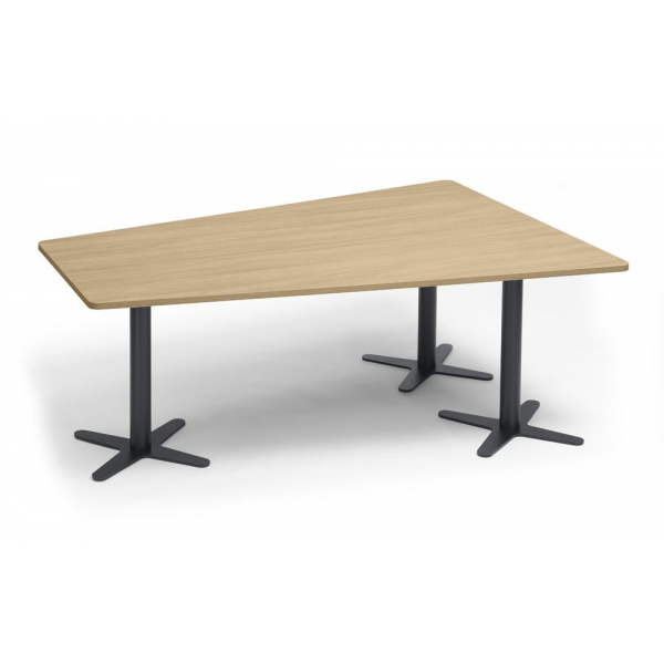 Deskin Konferenztisch DUBLIN, 73,5cm (H), 200x80/141cm (BxT), 6 Personen, Trapezform, eiche hell / anthrazit  Deskin
