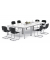 Besprechungstisch BASE-MODUL Q, 72cm (H), 160x80cm (BxT), 6 Personen, rechteckig, wei&szlig; / silber