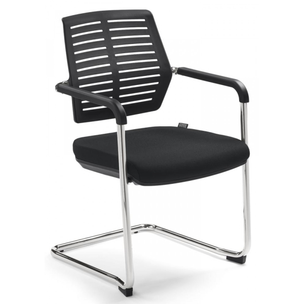 Deskin Besucherstuhl TOP SWING DELUXE 2, schwarz / chrom, mit Armlehnen, Freischwinger  Deskin