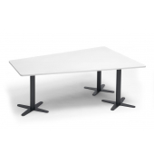 Konferenztisch DUBLIN, 73,5cm (H), 200x80/141cm (BxT), 6 Personen, Trapezform, wei&szlig; / anthrazit