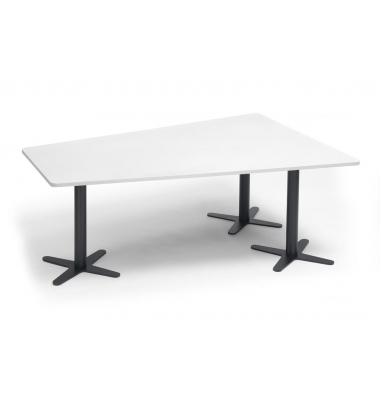 Konferenztisch 330281, 73,5cm (H), 200x80/141cm (BxT), 6 Personen, Trapezform, weiß / anthrazit