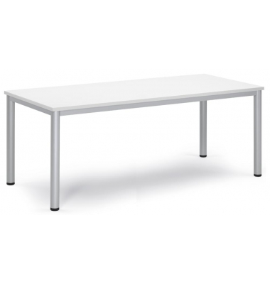Besprechungstisch 348795, 72cm (H), 180x80cm (BxT), 8 Personen, rechteckig, weiß / silber