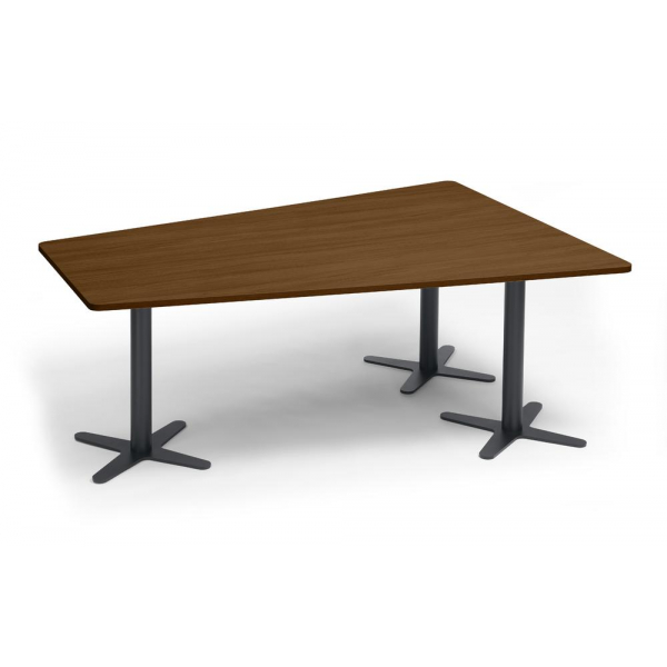 Deskin Konferenztisch DUBLIN, 73,5cm (H), 200x80/141cm (BxT), 6 Personen, Trapezform, nussbaum dunkel / anthrazit  Deskin