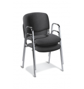 Besucherstuhl ISO, anthrazit-meliert / chrom, mit Armlehnen, 4-Fuß-Gestell