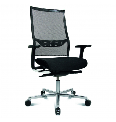 B&uuml;rodrehstuhl NEW ALUART, schwarz / silber, mit Armlehnen, bis 110kg, ohne Kopfst&uuml;tze