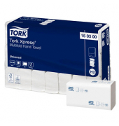 Falthandt&uuml;cher H2 Xpress Universal 150300, 19,6x34cm, 2-lagig, Interfold-Falz (W-Falz), wei&szlig;, Recyclingpapier