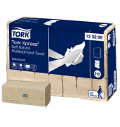 Falthandt&uuml;cher H2 Xpress Soft Advanced 130299, 21,3x24cm, 2-lagig, Interfold-Falz (W-Falz), natur, Recyclingpapier