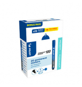 Permanentmarker 100, SCA-100-L-P20, Pack, blau, 1mm Rundspitze