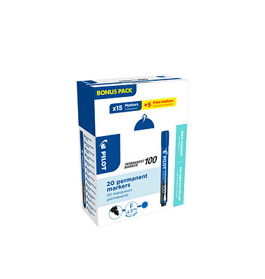 15 + 5 GRATIS: PILOT 100 Permanentmarker blau 1,0 mm + GRATIS