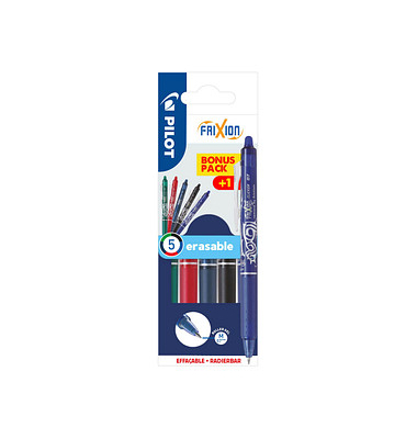 FRIXION ball CLICKER Tintenroller schwarz, rot, grün, blauschwarz, blau 0,4 mm, Schreibfarbe: farbsortiert, 1 Set FRIXION ball CLICKER Tintenroller schwarz, rot, grün, blauschwarz, blau 0,4 mm, Schreibfarbe: farbsortiert, 1 Set