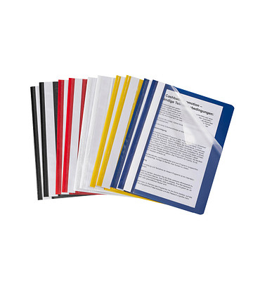 Schnellhefter 015-2345-002-98, A5, 2x schwarz/weiß/gelb/rot/blau, Polypropylen (PP), Vorderdeckel transparent