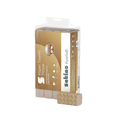 Falthandt&uuml;cher Satino PureSoft 277520, 20,6x32cm, 2-lagig, Interfold-Falz (W-Falz), soft beige, Recyclingpapier