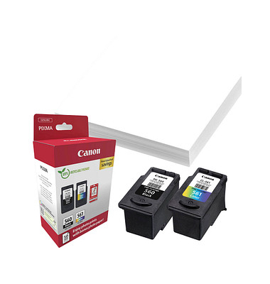 PG-560 + CL-561  schwarz, color Druckköpfe + Fotopapier, 2er-Set