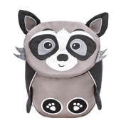 Kindergartenrucksack Mini Animals Raccoon Kunstfaser grauschwarz