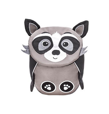 BELMIL Kindergartenrucksack Mini Animals Raccoon Kunstfaser grauschwarz