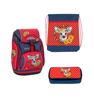 Schulranzen-Set Comfy Little Cute Friends Daisy Kunstfaser rot