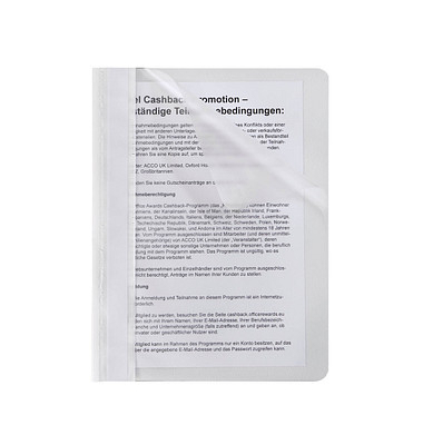 Schnellhefter 015-2345-001-08, A5, wei&szlig;, Polypropylen (PP), Vorderdeckel transparent