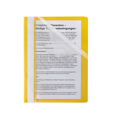 Schnellhefter 015-2345-001-03, A5, gelb, Polypropylen (PP), Vorderdeckel transparent