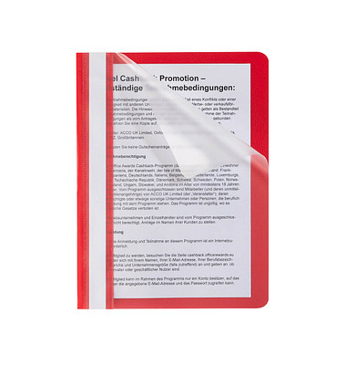 Schnellhefter 015-2345-001-01, A5, rot, Polypropylen (PP), Vorderdeckel transparent