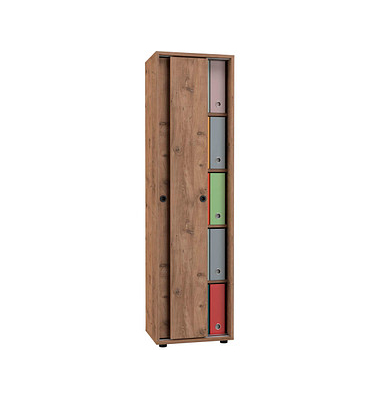 Schiebetürenschrank Ulas, 919825 honig-eiche 4 Fachböden 49,0 x 37,7 x 168,0 cm