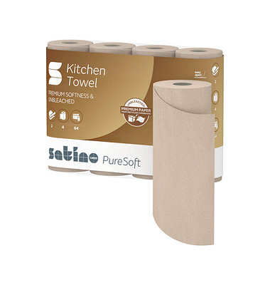K&uuml;chenrollen PureSoft 161051 2-lagig braun Rolle &agrave; 64 Blatt