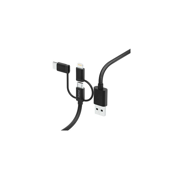 Hama USB-Kabel 3 in 1 00201536, 1,5m, USB-A auf USB-C / Lightning & Micro-USB, schwarz 4047443486141 Hama