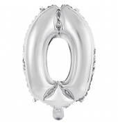 Folienballon Mini, Zahl 0 silber