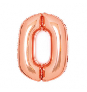 Folienballon Medium, Zahl 0 rosé