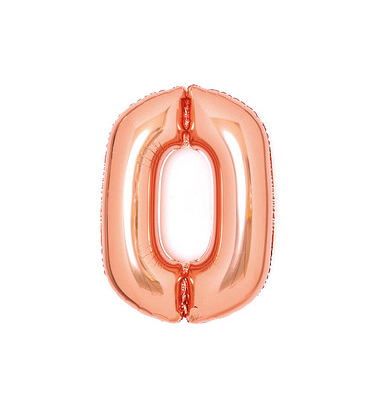 Folienballon Medium, Zahl 0 rosé