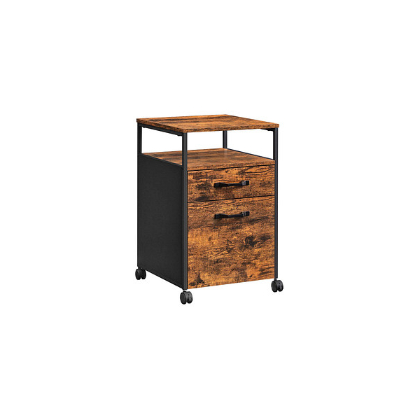 0194343011127 - VASAGLE Rollcontainer mit 2 Schubladen Aktenschrank Nachttisch Büroschrank mit Rädern 66 x 41 x 45 cm stabiles Stahlgestell vintagebraun-schwarz 0194343011127 - VASAGLE Rollcontainer mit 2 Schubladen Aktenschrank Nachttisch Büroschrank mit Rädern 66 x 41 x 45 cm stabiles Stahlgestell vintagebraun-schwarz