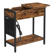 Beistelltisch LET311B01, 60cm (H), 60x31,5cm (BxT), rechteckig, braun / schwarz