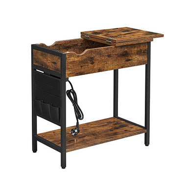 Beistelltisch LET311B01, 60cm (H), 60x31,5cm (BxT), rechteckig, braun / schwarz