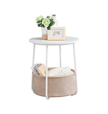 Beistelltisch LET223W10, 50cm (H), 45x45cm (BxT), rund, weiß / weiß