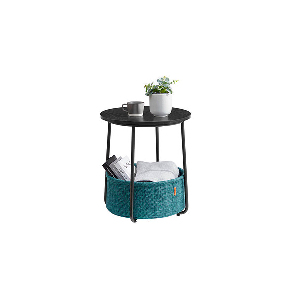0194343041636 - VASAGLE Beistelltisch rund kleiner Tisch Couchtisch klein Wohnzimmertisch mit Korb aus Stoff Stauraum für Wohnzimmer Schlafzimmer Nachttisch 0194343041636 - VASAGLE Beistelltisch rund kleiner Tisch Couchtisch klein Wohnzimmertisch mit Korb aus Stoff Stauraum für Wohnzimmer Schlafzimmer Nachttisch