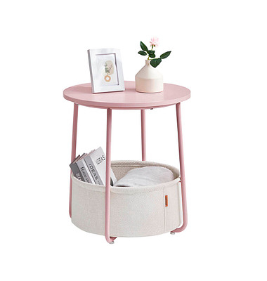 Beistelltisch LET223R61, 50cm (H), 45x45cm (BxT), rund, rosa / rosa