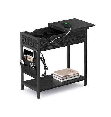 Beistelltisch LET311B56, 60cm (H), 60x31,5cm (BxT), rechteckig, schwarz / schwarz