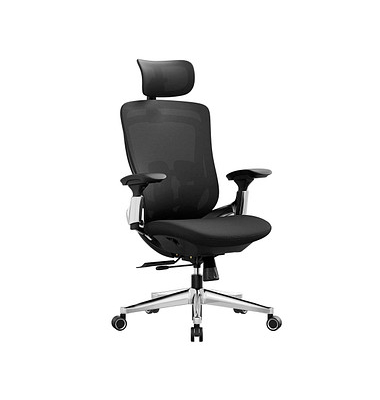 Bürostuhl, OBN068B01 Stoff schwarz, Gestell alu