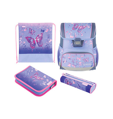 Schulranzen 50046195 Loop Plus Butterfly Paradise, lila, Butterfly Paradise, mit Schnallen