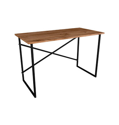 Schreibtisch Insasi, 75cm (H), 90x50cm (BxT), rechteckig, honig-eiche / schwarz